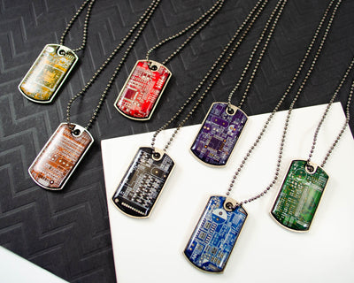 Circuit Board Dog Tag Necklace, Wearable Technology Gift, Upcycled Computer Jewelry, Computer Programmer, Geek Gift, Techie Necklace