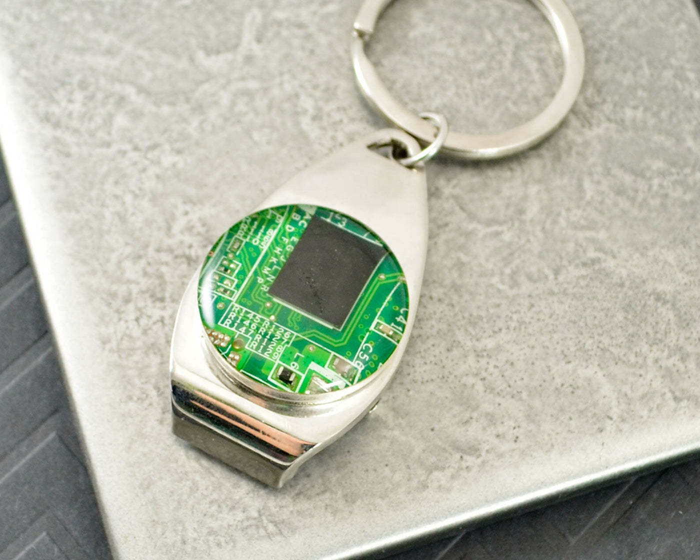 Green Circuit Board Bottle Opener Keychain, Electrical Engineer Gift, Computer Scientist Housewarming Gift, Scientist Gift