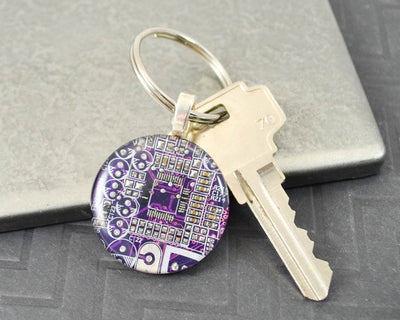 Circuit Board Keychain Purple, Computer Engineer Gift, Geeky Gift, Technology Gift, Computer Key Fob, Engineer Graduation Gift, Geekery