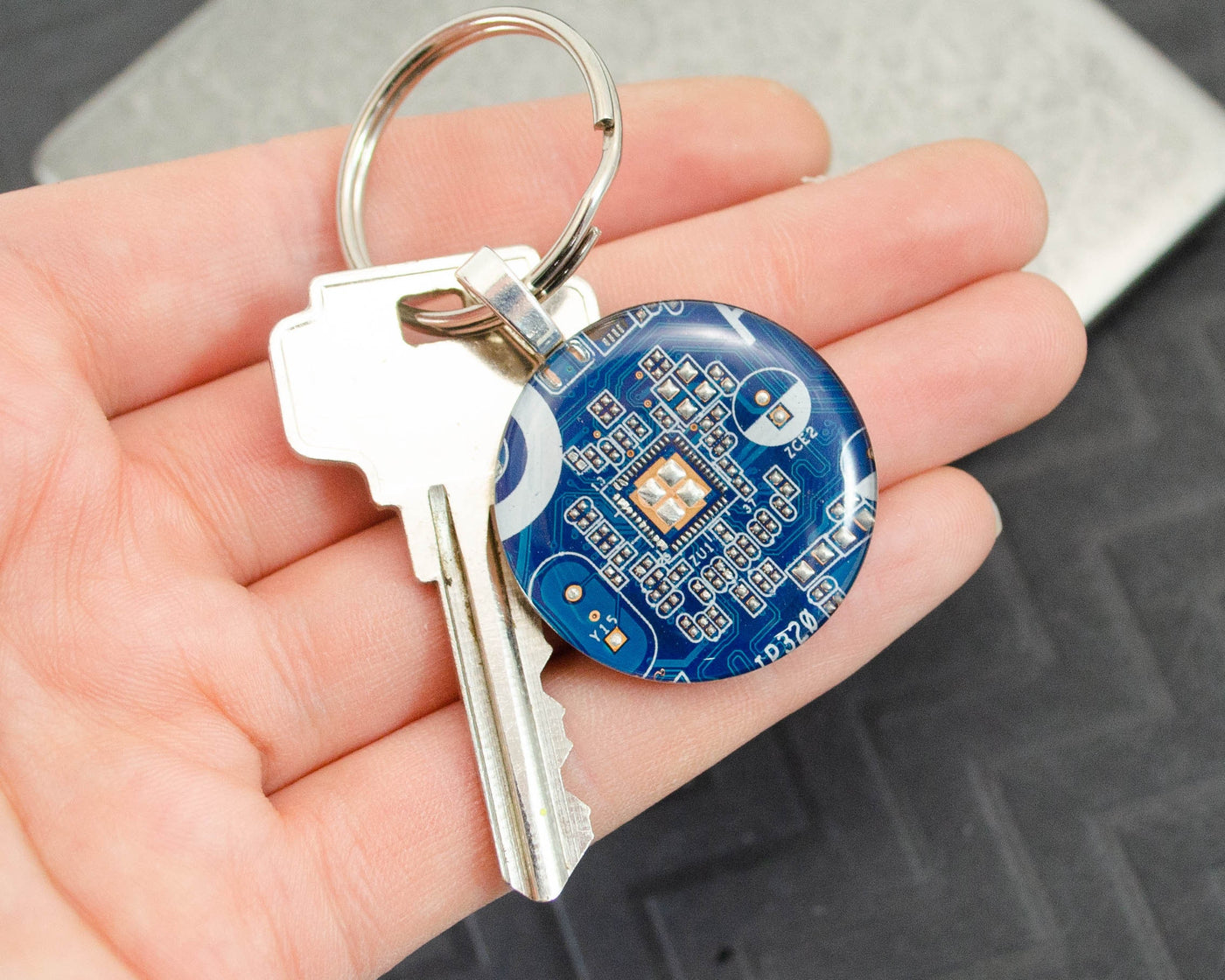 Circuit Board Keychain Blue, Computer Engineer Gift, Unique Software engineer Housewarming Gift, New Office Gift for Scientist