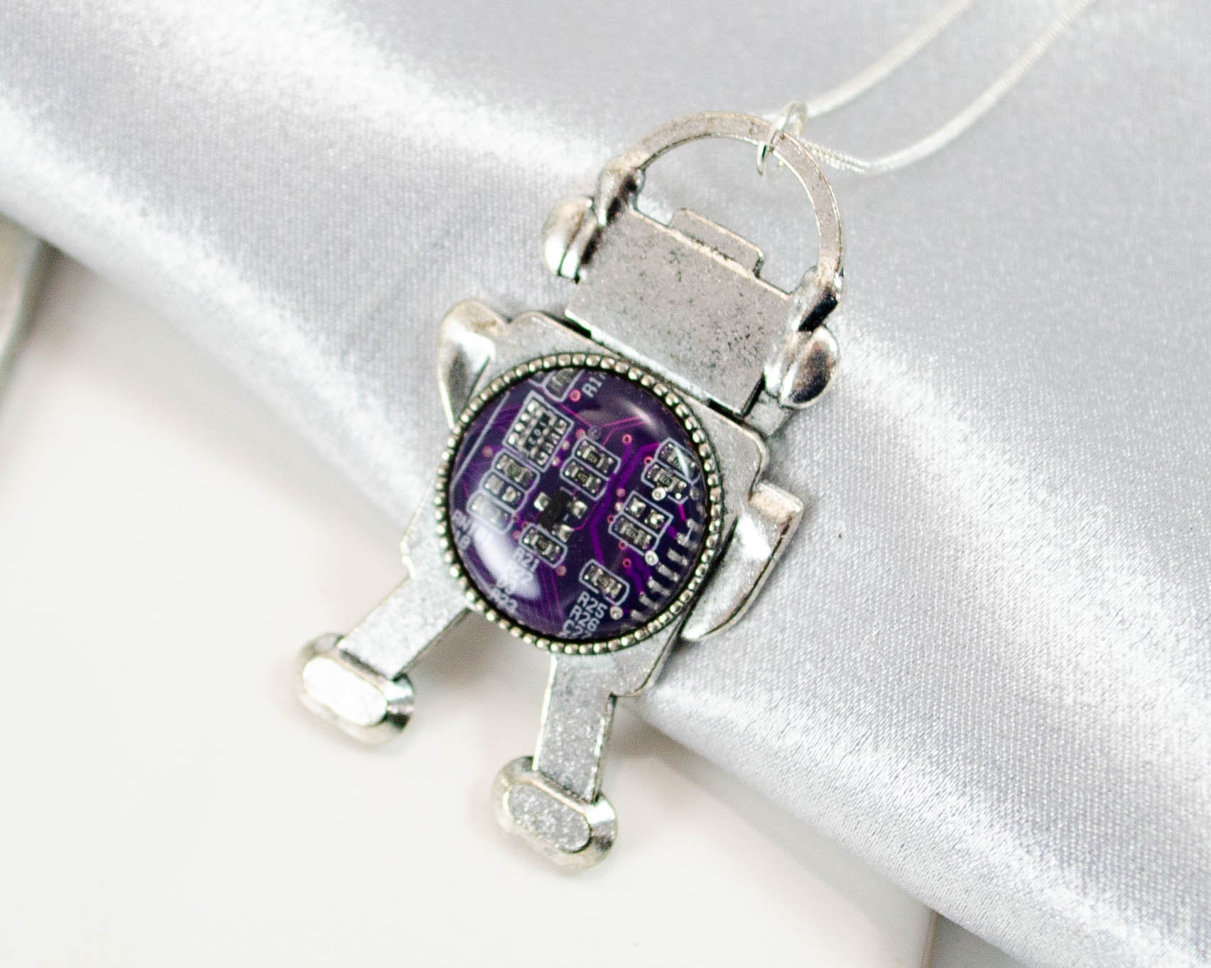 Violet Circuit Board Robot Necklace, Robotics Jewelry, Robot Engineeri ...