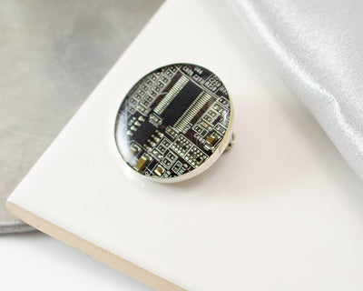 Brown Circuit Board Pin, Recycled Computer Gift, Motherboard Brooch, Electrical Engineer Gift, Computer Scientist Gift, Geek Chic