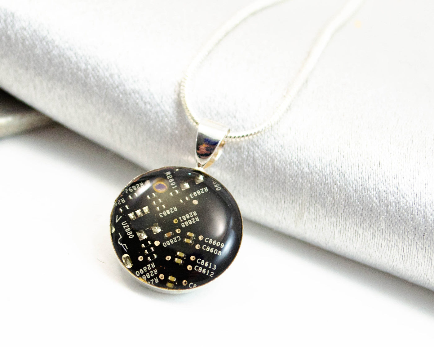 Recycled Circuit Board Necklace, Small Size, Dark Brown