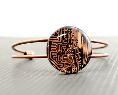 Recycled Circuit Board Bracelet, Copper Cuff, We Do Geek, Information Technology, Electrical Engineer, Geeky Bracelet, Circuit Board Jewelry