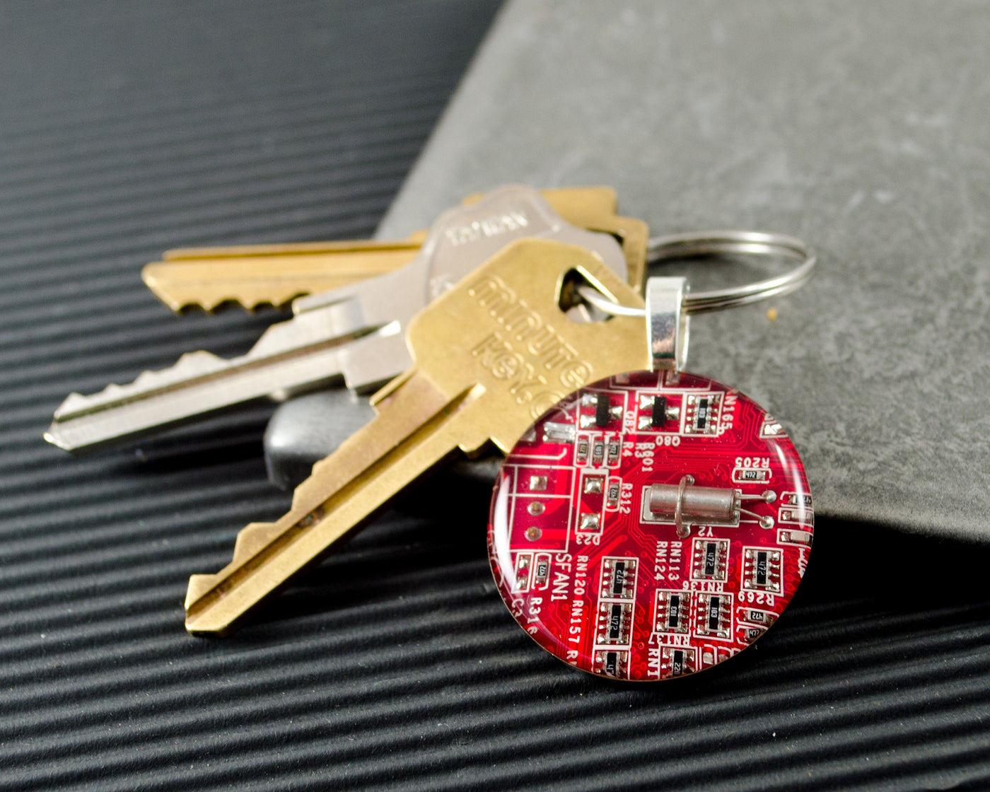 Circuit Board Keychain Red, Electrical Engineer Gift, Circuit Board Jewelry, Computer Key Fob, Geeky Gift, Technology Gift, Technophile Gift