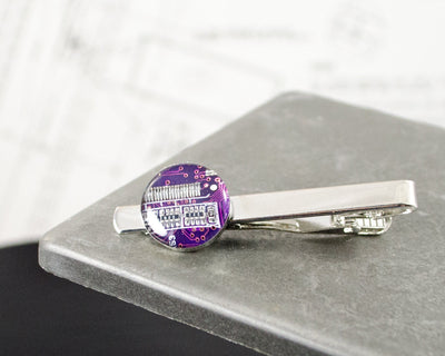 Circuit Board Tie Bar Violet, Purple Recycled Computer Tie Clip, Wearable Technology, Software Engineer Gift, Techie Accessories, Geeky Gift