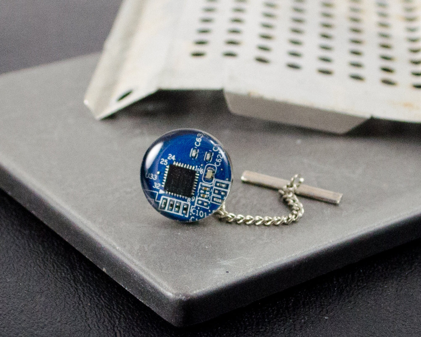 Blue Circuit Board Tie Tack, Technology Jewelry, Electrical Engineer Graduation Gift, Computer Scientist Gift, Techie Tie Jewelry