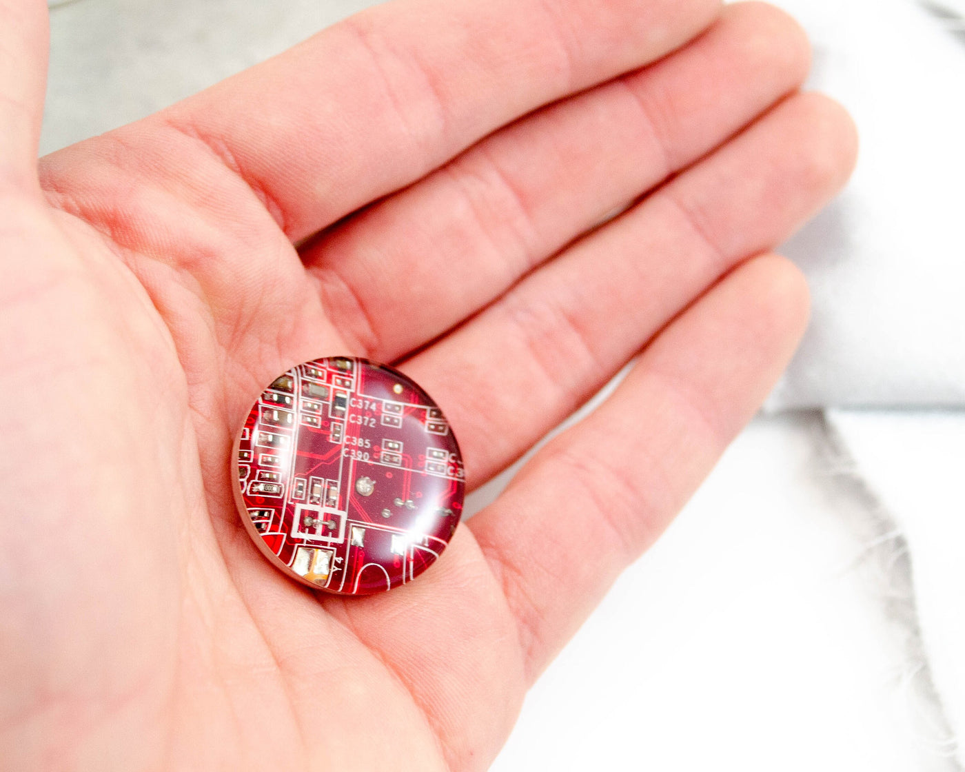 Red Circuit Board Pin, Recycled Computer Gift, Electronics Engineer Gift, Upcycled Motherboard Brooch, Scientist Pin
