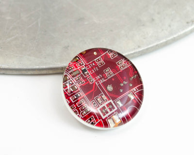 Red Circuit Board Pin, Recycled Computer Gift, Electronics Engineer Gift, Upcycled Motherboard Brooch, Scientist Pin