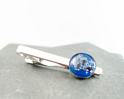 Circuit Board Tie Bar Blue, Recycled Computer Tie Clip, Geeky Office Gift, Engineer Gift, Computer Science, Wearable Technology, Geekery