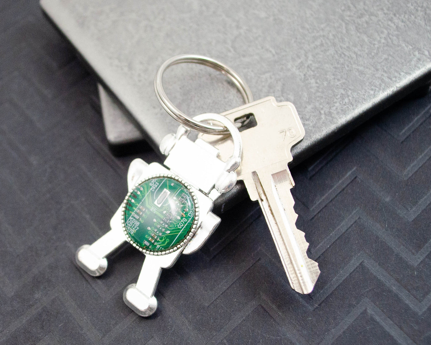 Circuit Board Robot Keychain Green, Robotics Engineer Gift, Electrical Engineer New Job Gift, Geeky Housewarming Gift