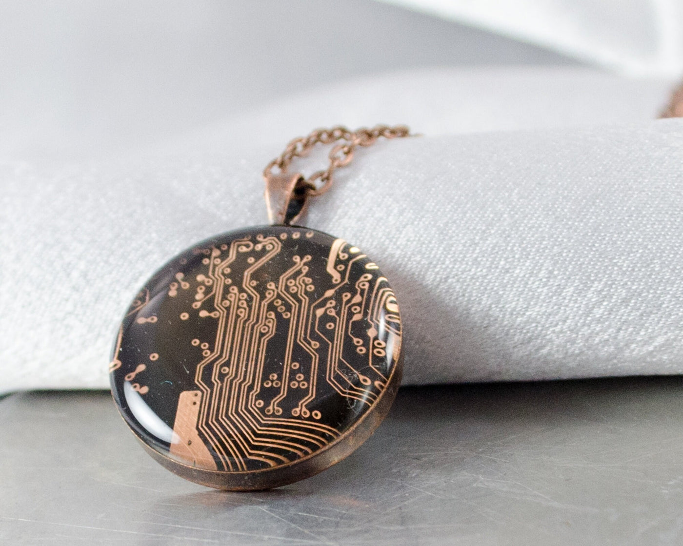 Copper Circuit Board Necklace, Recycled Computer Circuit Board Jewelry