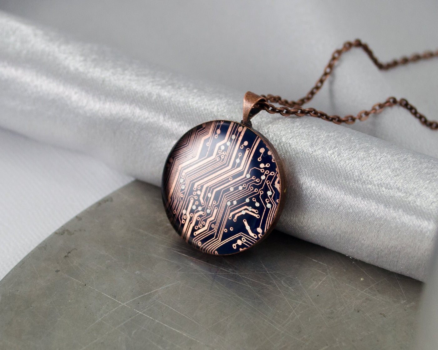 Copper Circuit Board Necklace, Recycled Computer Circuit Board Jewelry