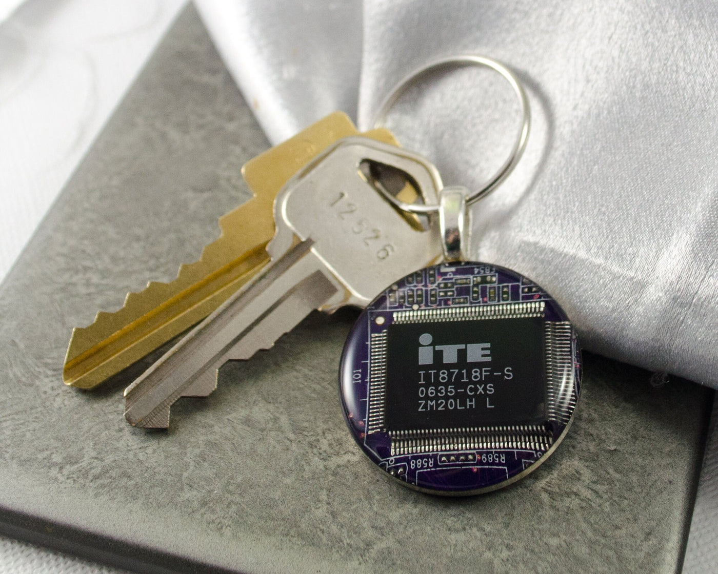 Circuit Board Keychain Purple, Computer Engineer Gift, Geeky Gift, Technology Gift, Computer Key Fob, Engineer Graduation Gift, Geekery