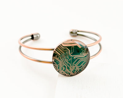 Recycled Circuit Board Bracelet, Copper Cuff, We Do Geek, Information Technology, Electrical Engineer, Geeky Bracelet, Circuit Board Jewelry