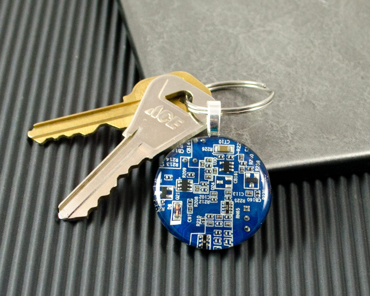 Circuit Board Keychain Blue