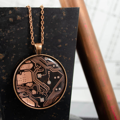 Large Copper Circuit Board Necklace, Engineer Gift Computer Science Gift Techie Geeky Jewelry Motherboard Necklace Gift for Her
