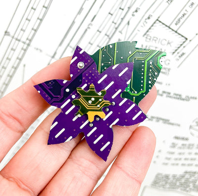 Clematis Brooch - Circuit Board Pin