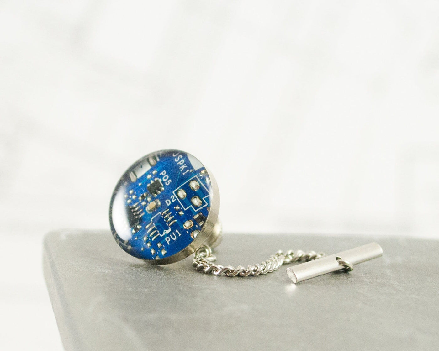 Blue Circuit Board Tie Tack, Technology Jewelry, Electrical Engineer Graduation Gift, Computer Scientist Gift, Techie Tie Jewelry