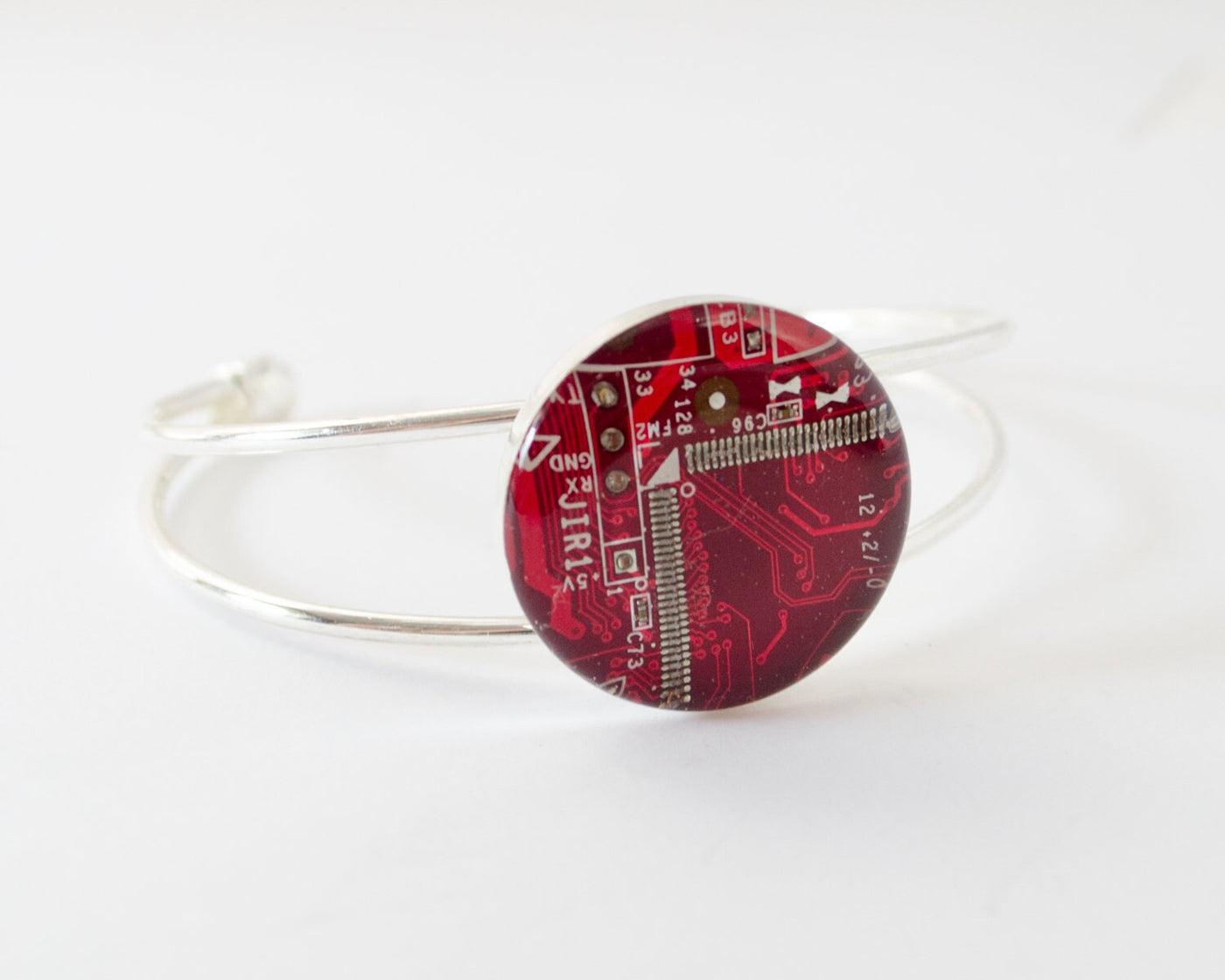 Recycled Circuit Board Bracelet Red, Geeky Bracelet, Cyber Punk Bracelet, Industrial Jewelry, Electrical Engineer Gift, Wearable Tech