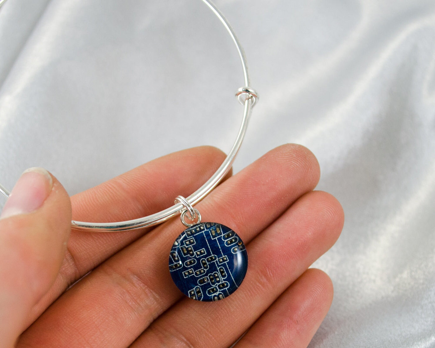 Blue Recycled Circuit Board Expandable Bracelet, Electrical Engineer Jewelry, Unique Gift for Software Engineer, Geek Chic Jewelry