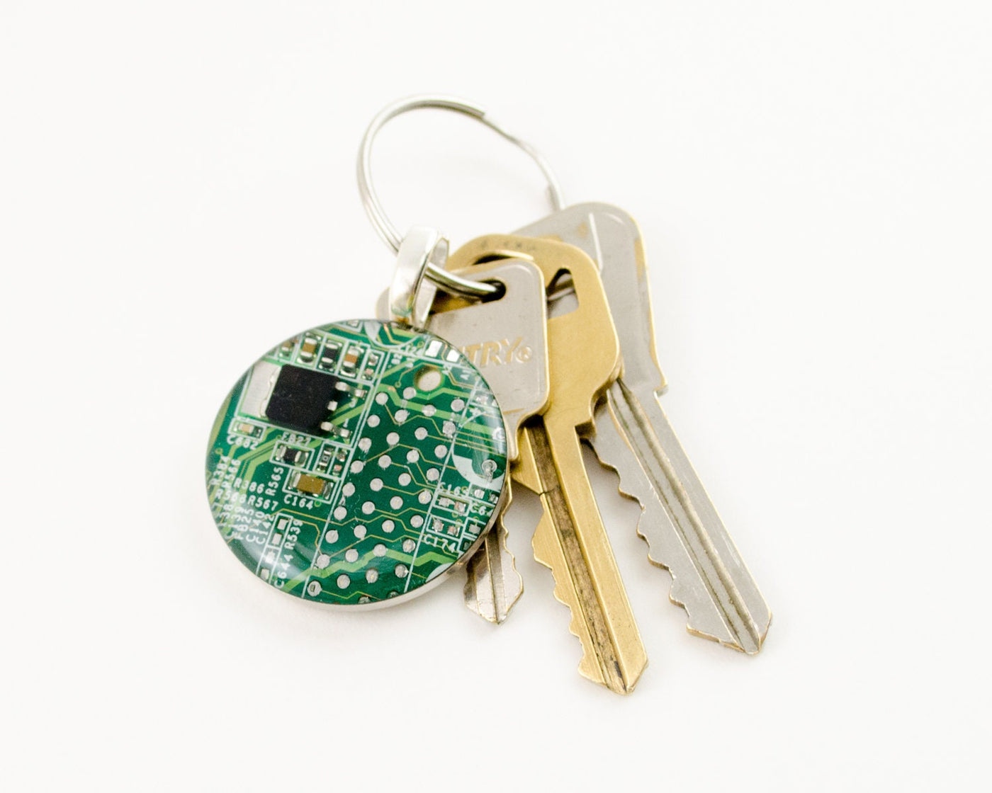 Circuit Board Keychain Green, Upcycled Computer Gift