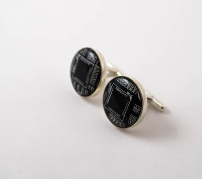 Circuit Board Cuff Links - Sterling Silver