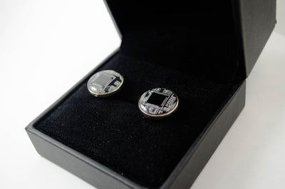 Circuit Board Cuff Links - Sterling Silver
