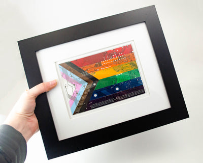Progressive Pride Flag - Circuit Board Framed Art - 8x10