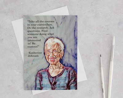 Katherine Johnson blank greeting card with envelope with a modern computer designed image