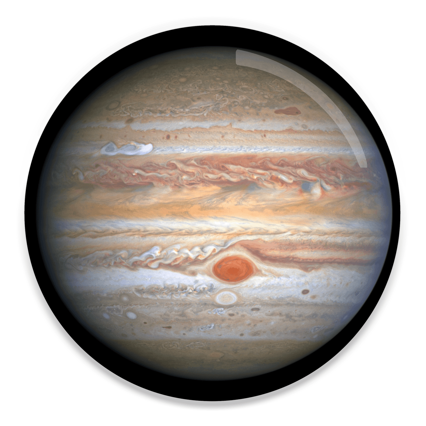 2.25 inch round colorful magnet with image of Jupiter