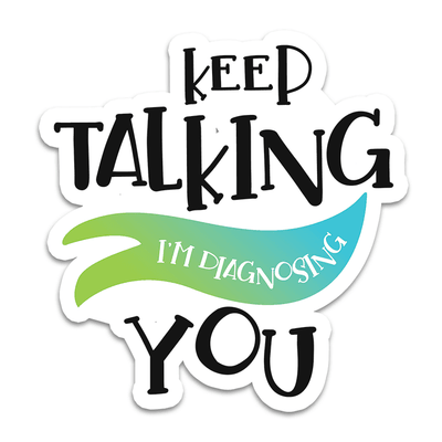 Image of a vinyl sticker that is 3 inch on its longest side with a psychology theme