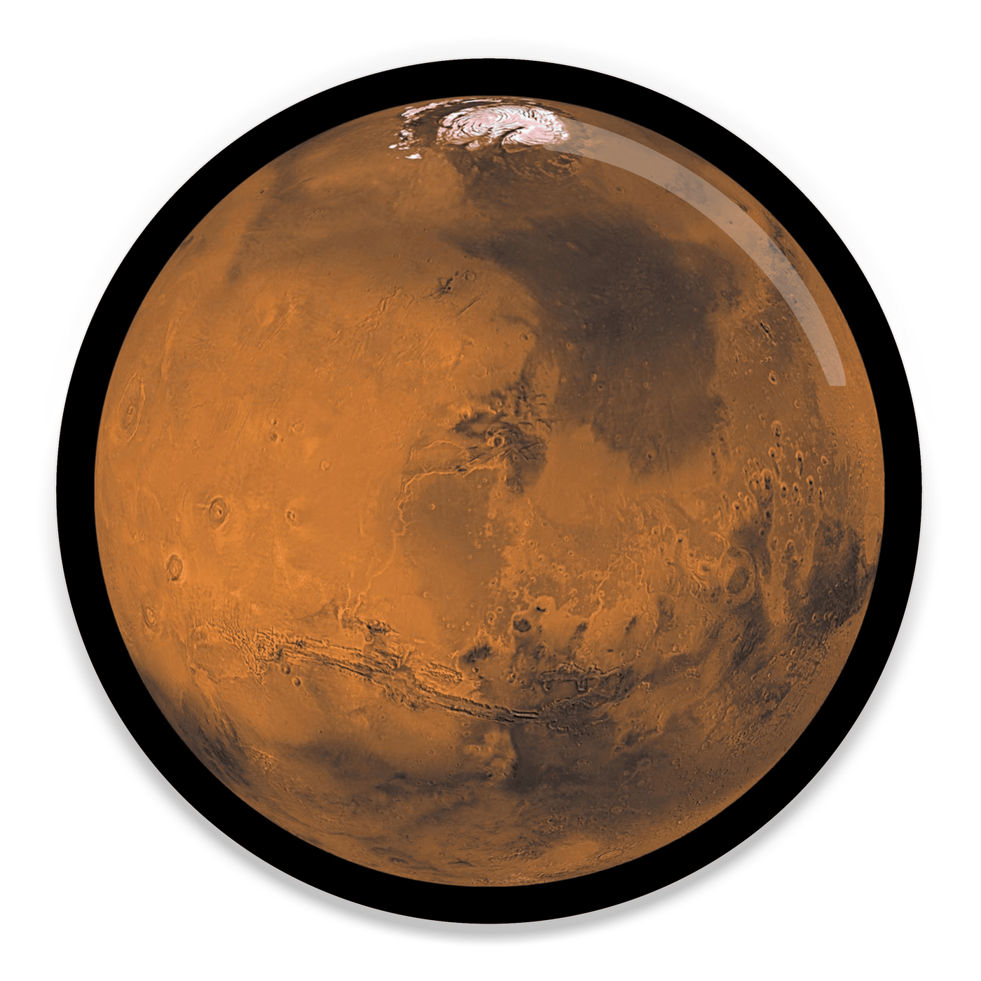 2.25 inch round colorful magnet with image of mars