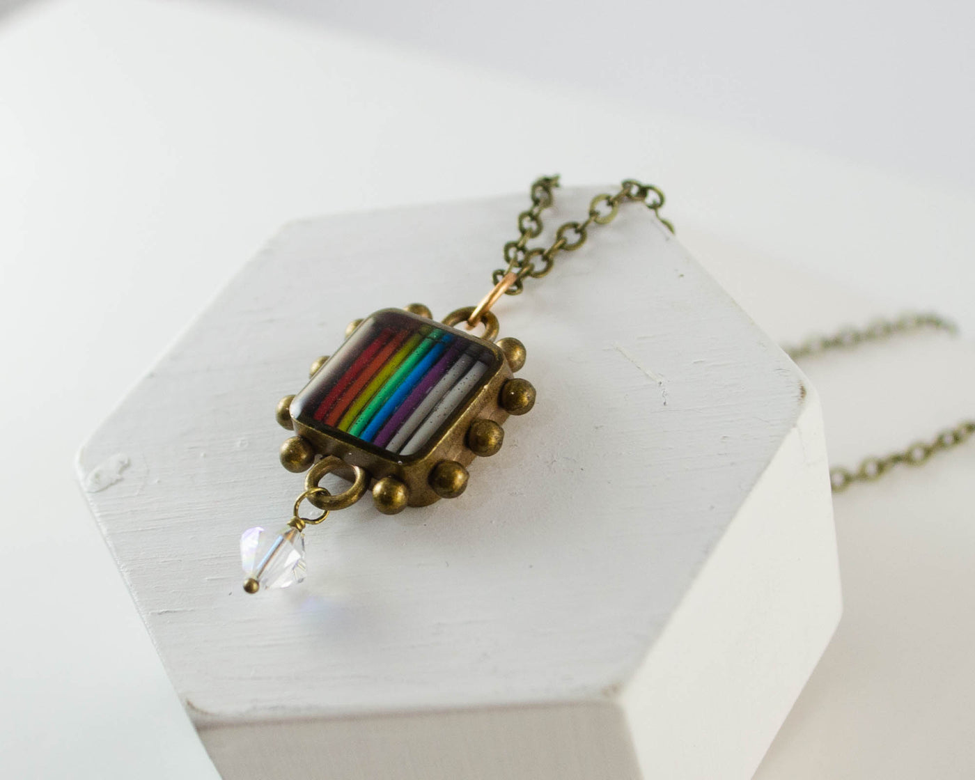 Rainbow Ribbon Cable Necklace - Brass