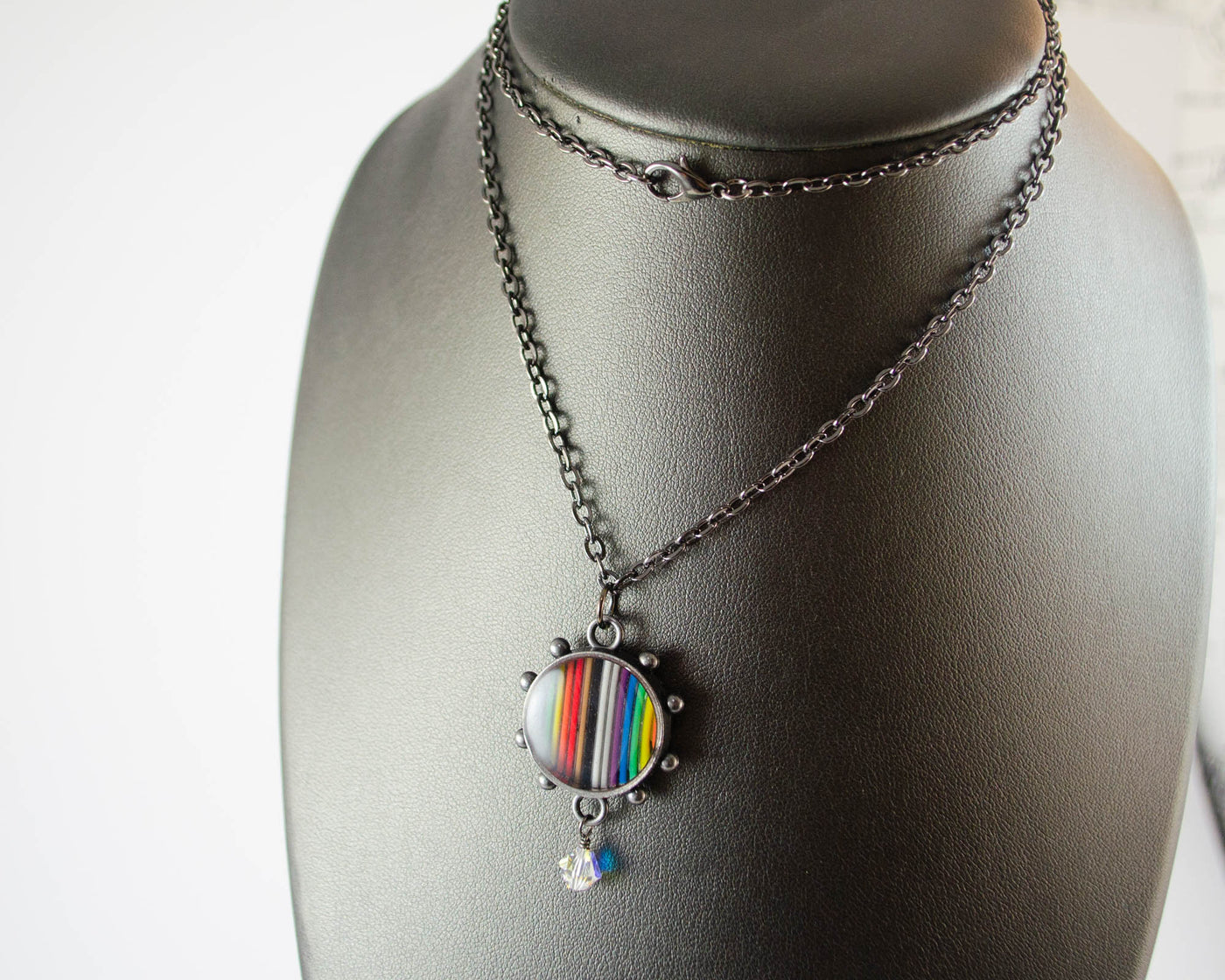 Rainbow Ribbon Cable Necklace - Gunmetal