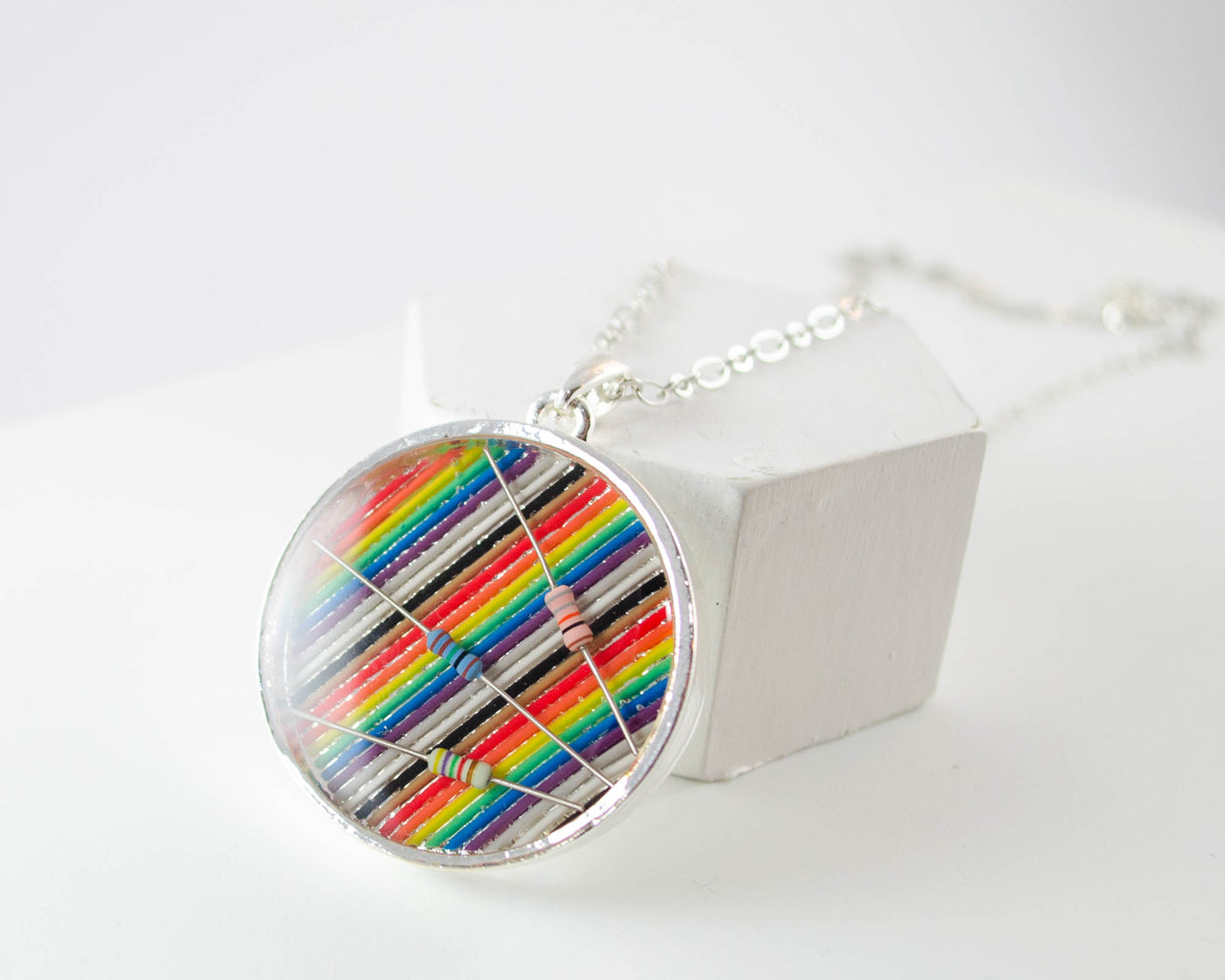 Giant Ribbon Cable & Resistors Necklace
