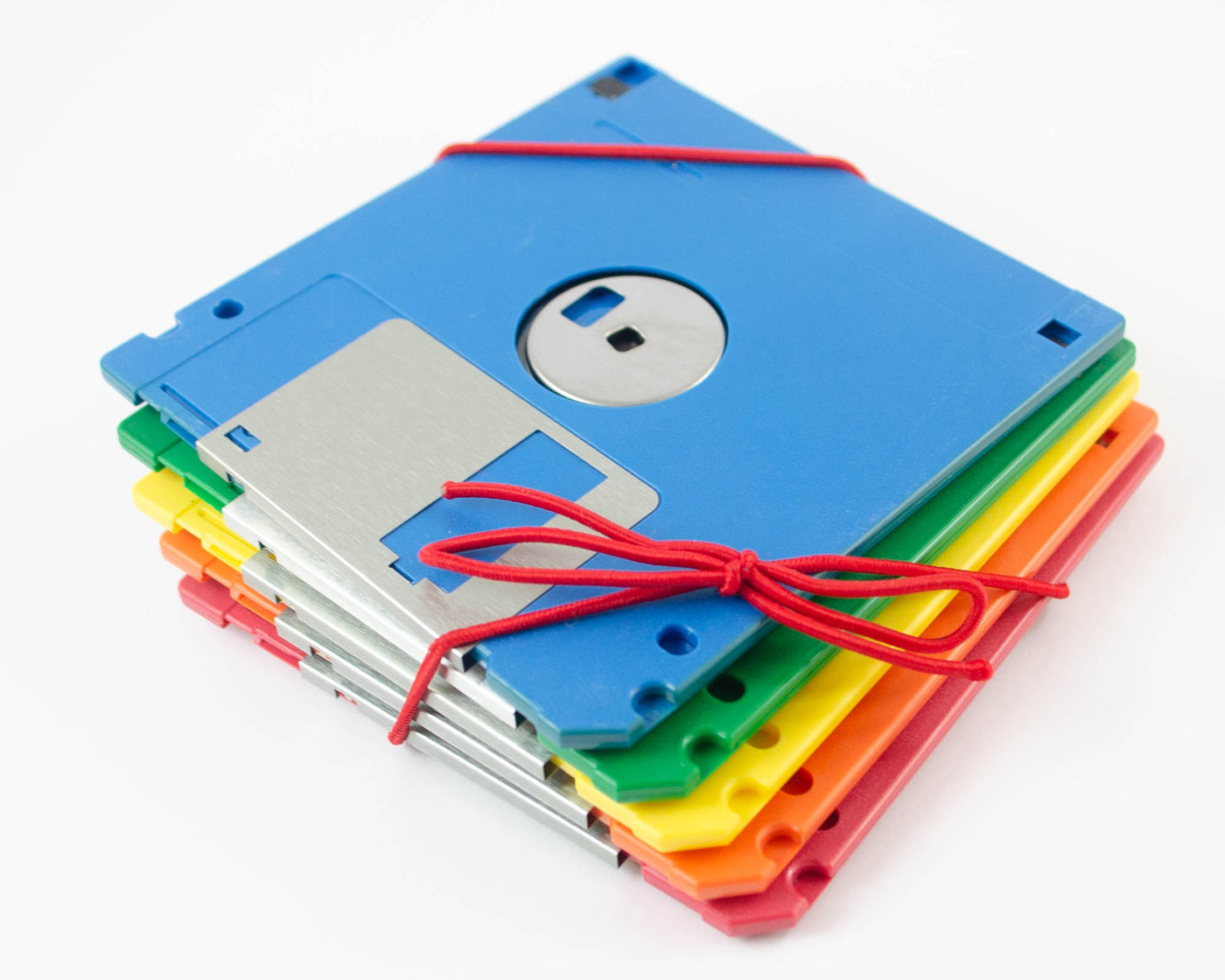 Rainbow Floppy Disc Coasters - Set of 5