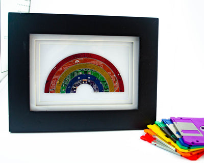 Rainbow Circuit Board Wall Art 5x7