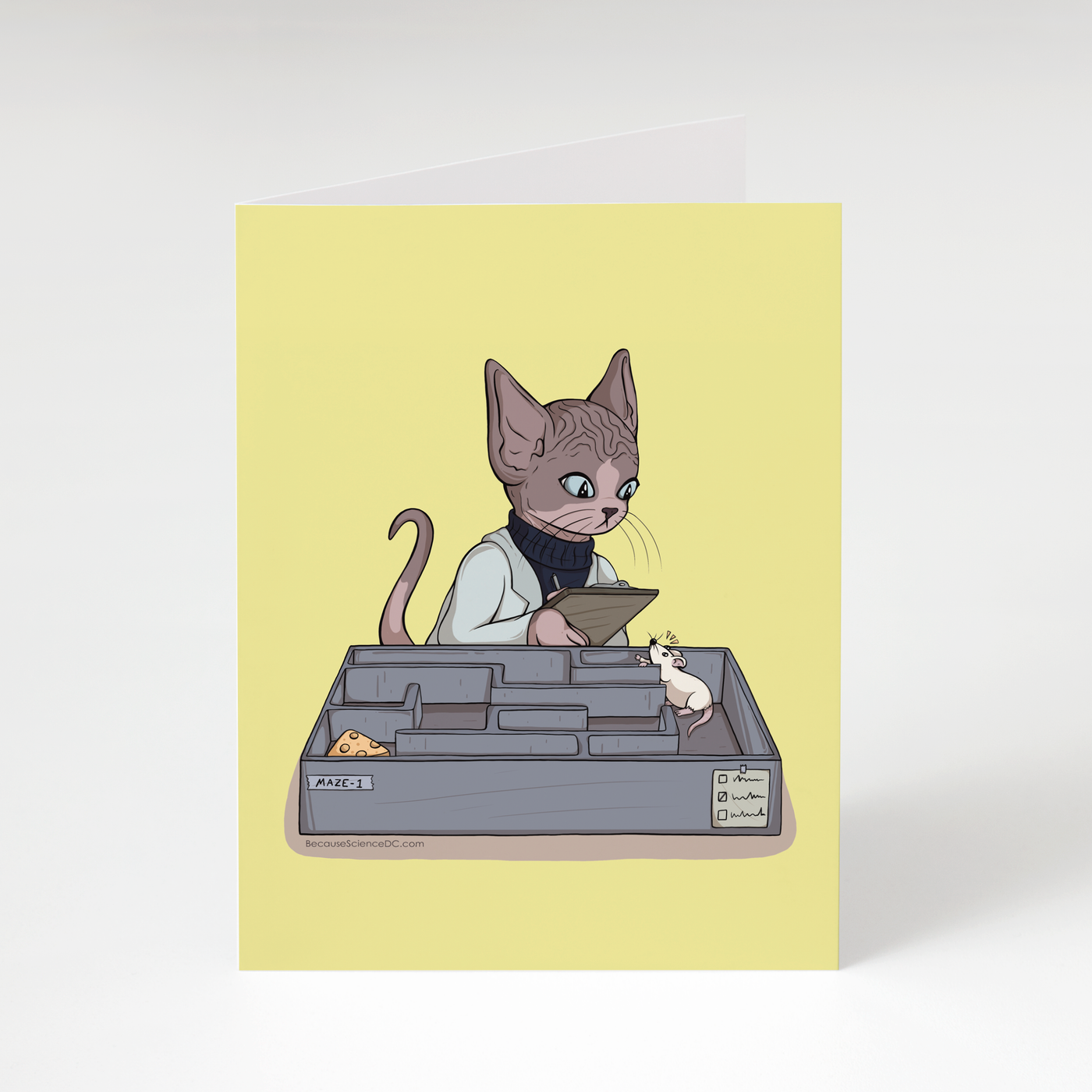Lab Cat Maze - Greeting Card