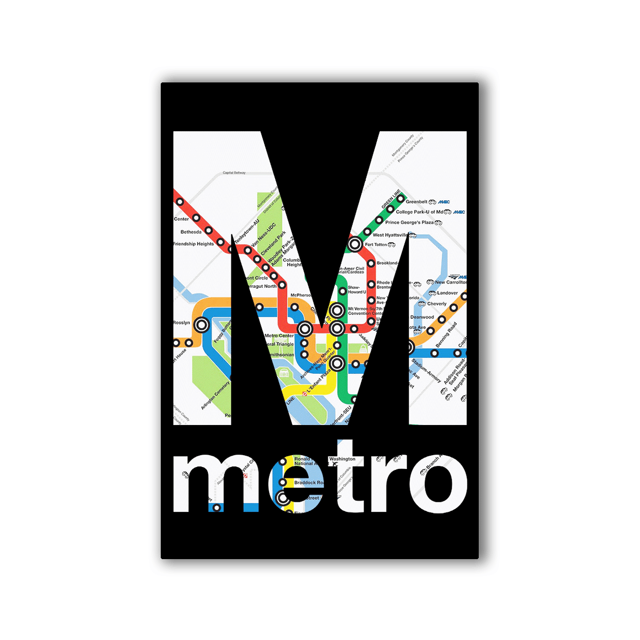 2x3 colorful magnet with image of D.C. Metro