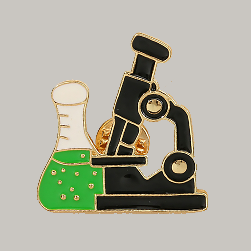 Microscope + Flask Enamel Pin
