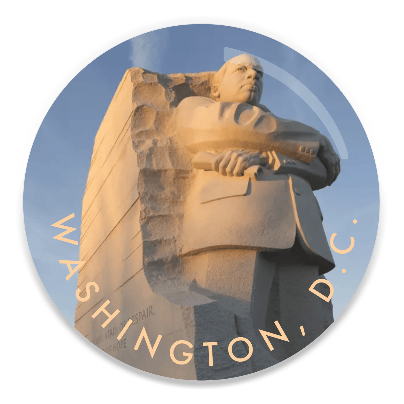 2.25 inch round colorful magnet with image of the martin Luther king jr memorial in Washington dc