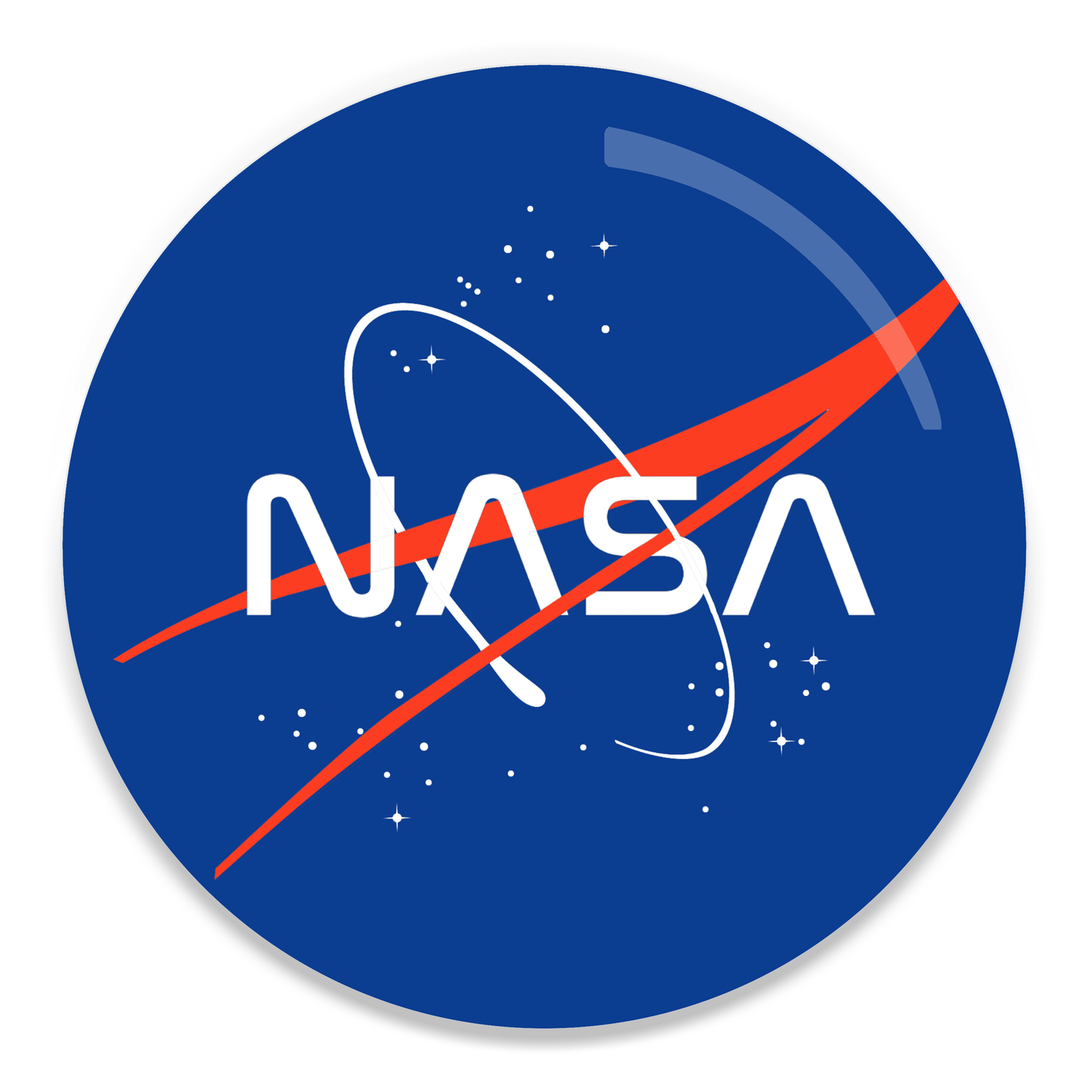 2.25 inch round colorful magnet with image of the nasa meatball