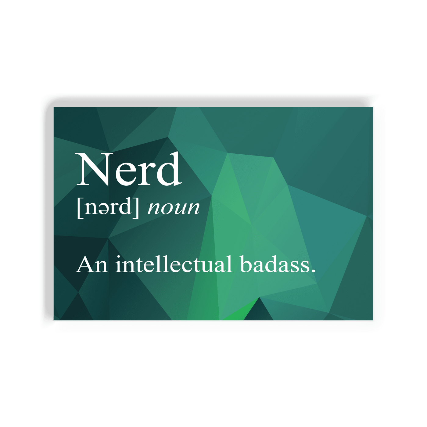2x3 colorful magnet with image of triangles with a snarky definition of a nerd