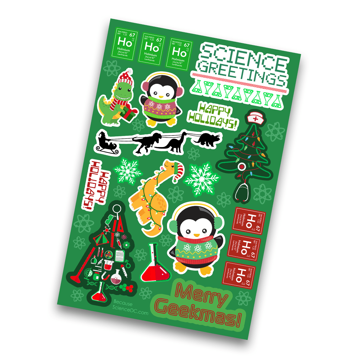Image of a 4x6 vinyl sticker sheet with a winter holiday theme