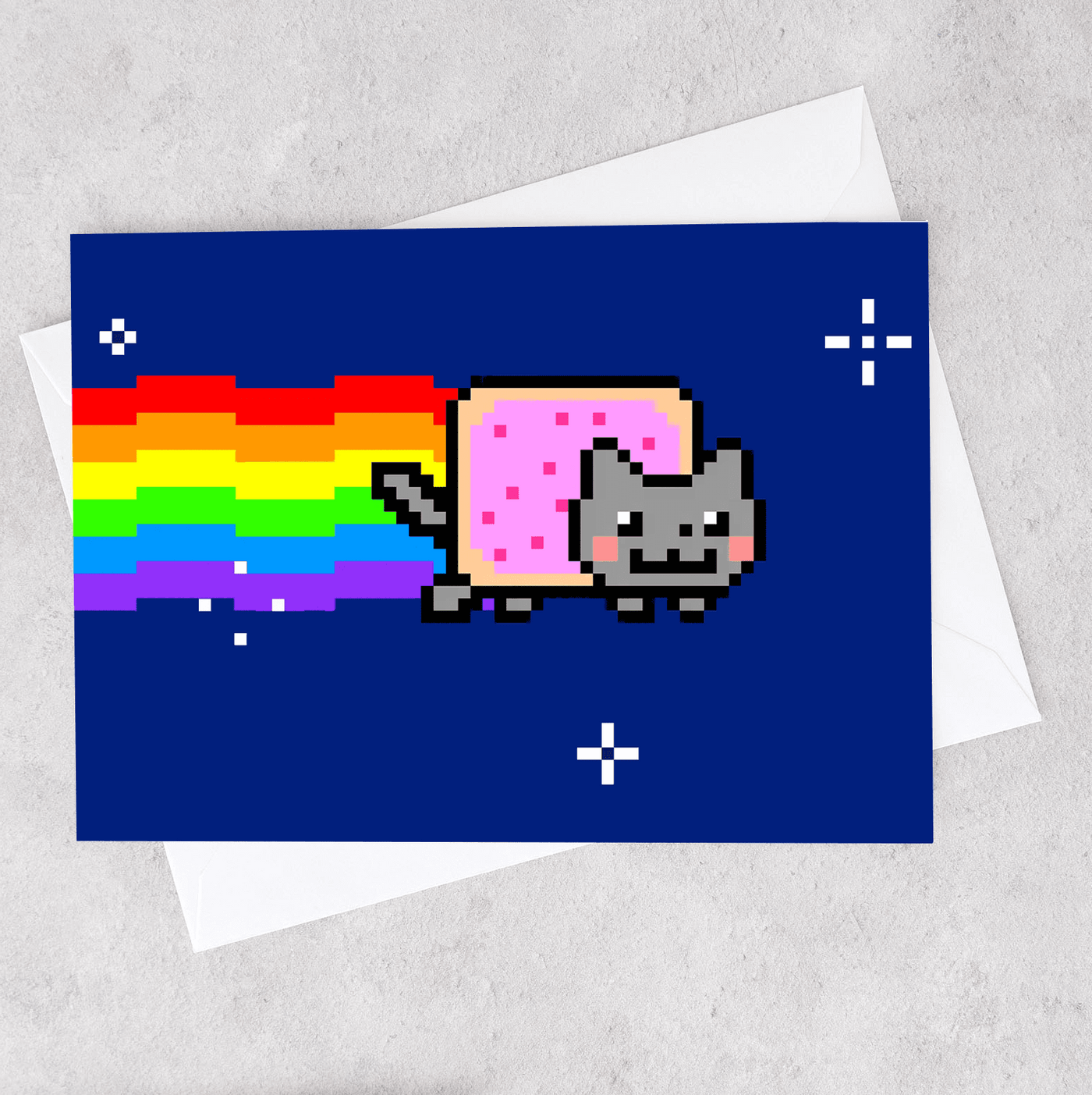 This card shows the meme Nyan Cat