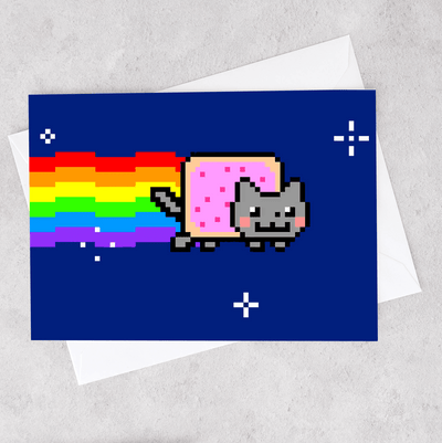 This card shows the meme Nyan Cat