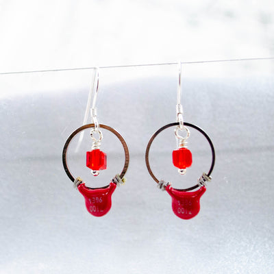 Electronic Component Earrings - Red Capacitors
