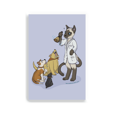 2x3 colorful magnet with image of cat acting as pavlov