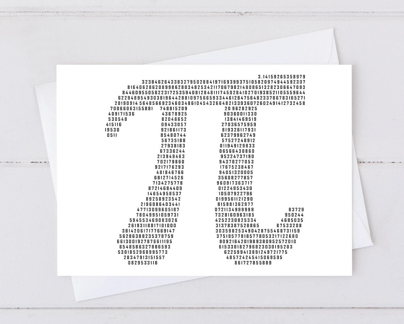 pi card made from the digits of pi